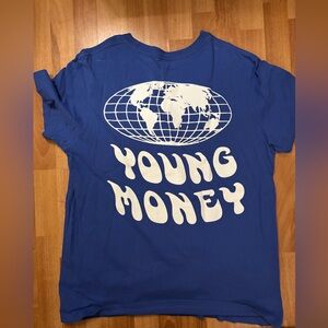 New American Eagle Young Money Shirt Mens Large Blue Pocket AE Tee Rap Hip Hop